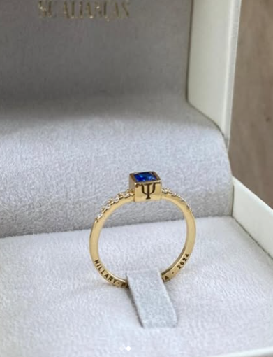 ANEL SINGELO FORMATURA PISCOLOGIA EM OURO 18K