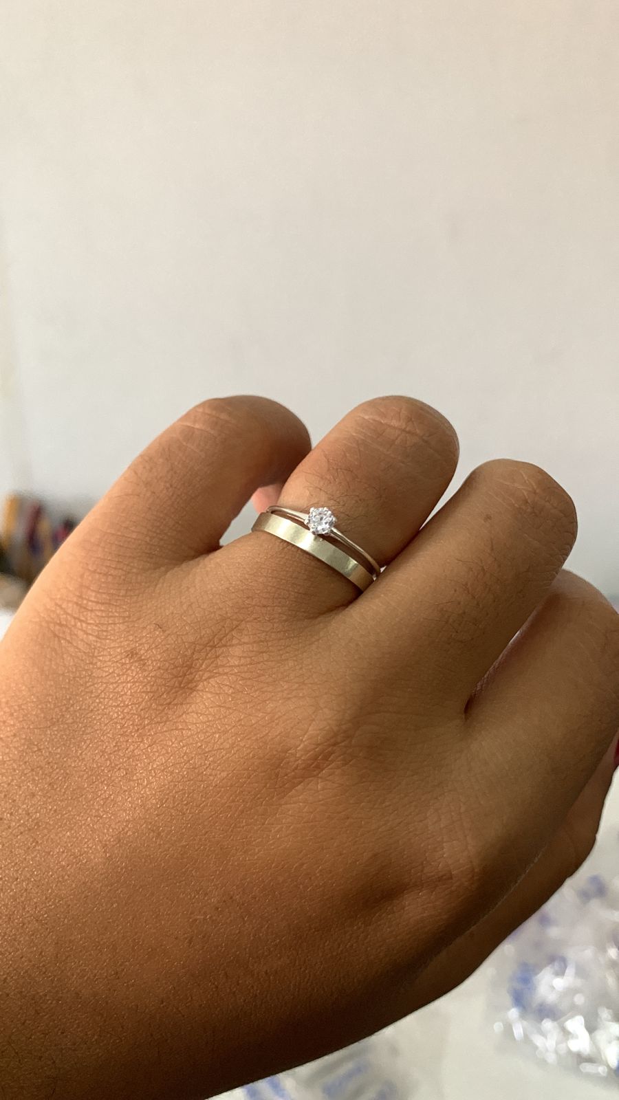 Alianças de Namoro Prata - Eternos Namorados 2mm com Solitário