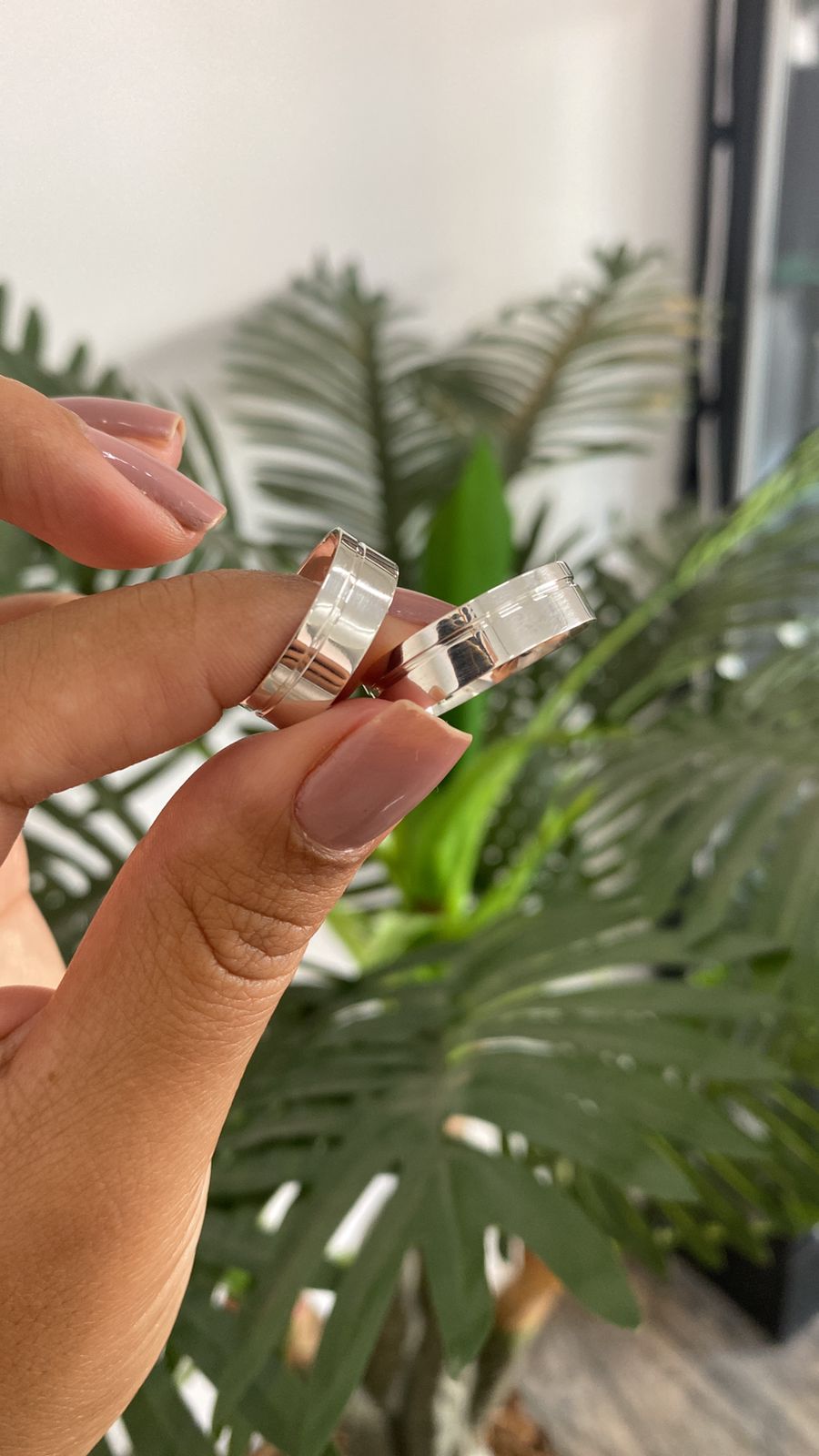 Alianças de Namoro Prata - Aviador 7mm com anel Solitário
