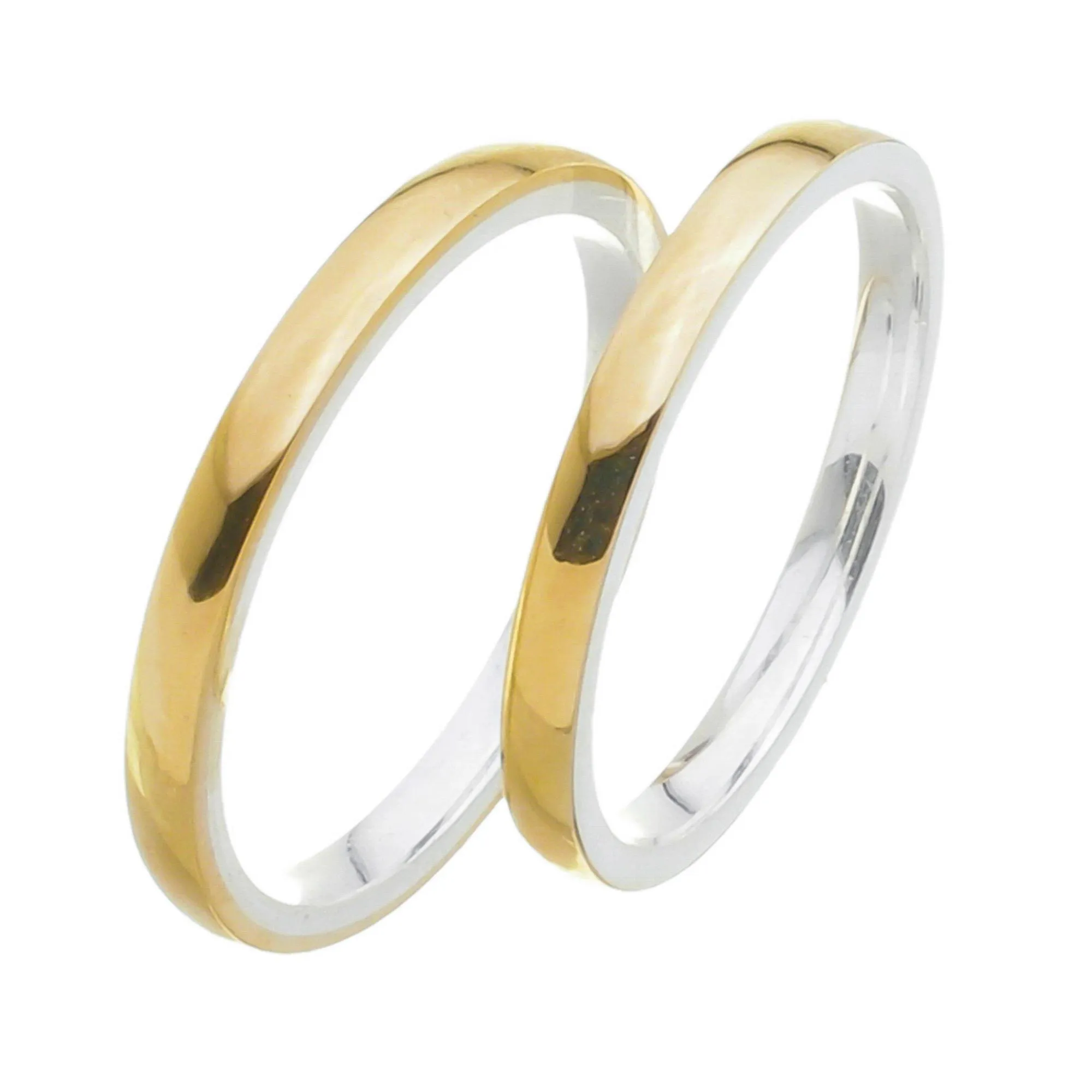 Alianças de Casamento Bali 2,5mm - Prata com Ouro 18K