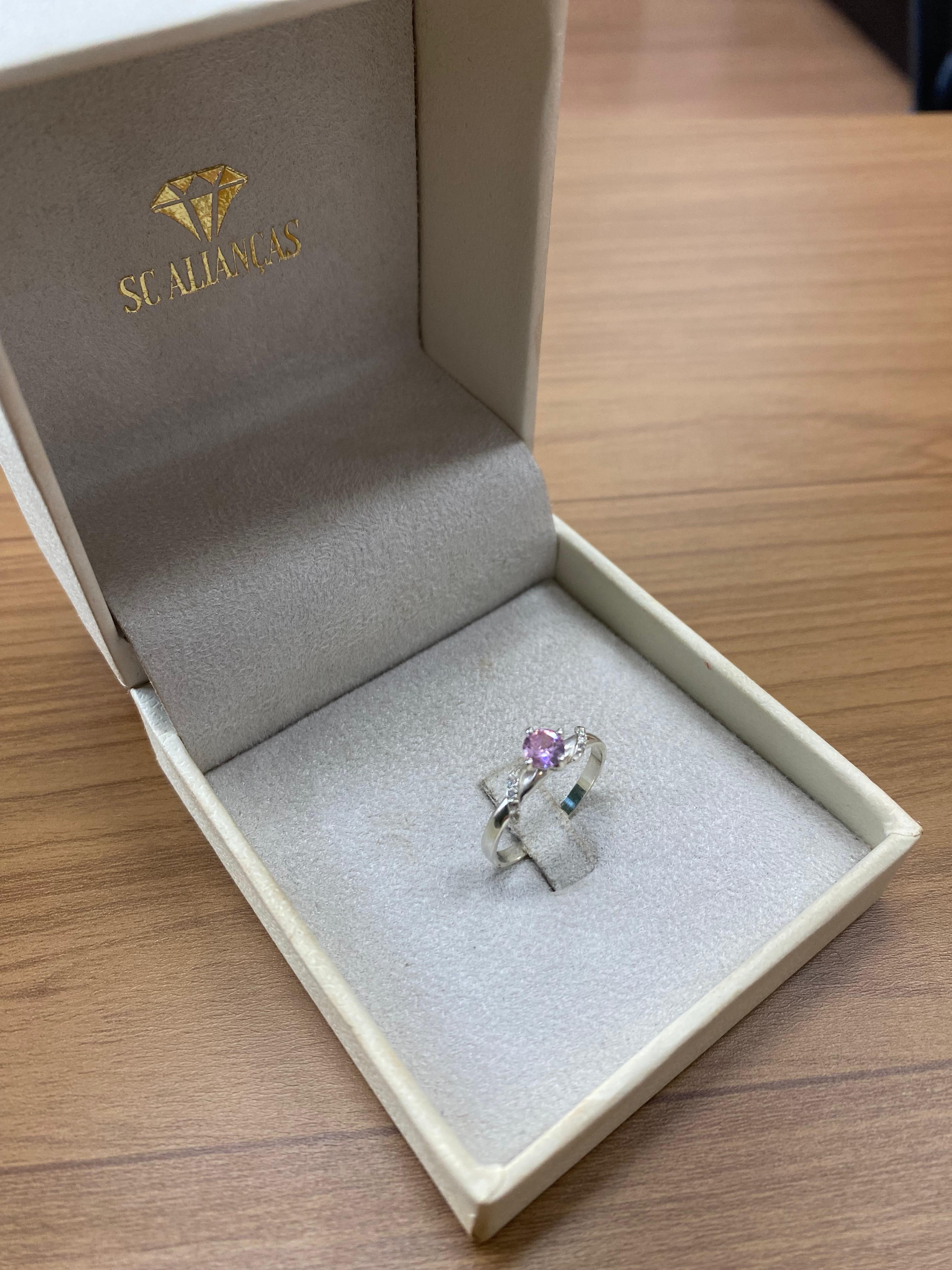 Anel Solitário Rosalie  - Prata 925