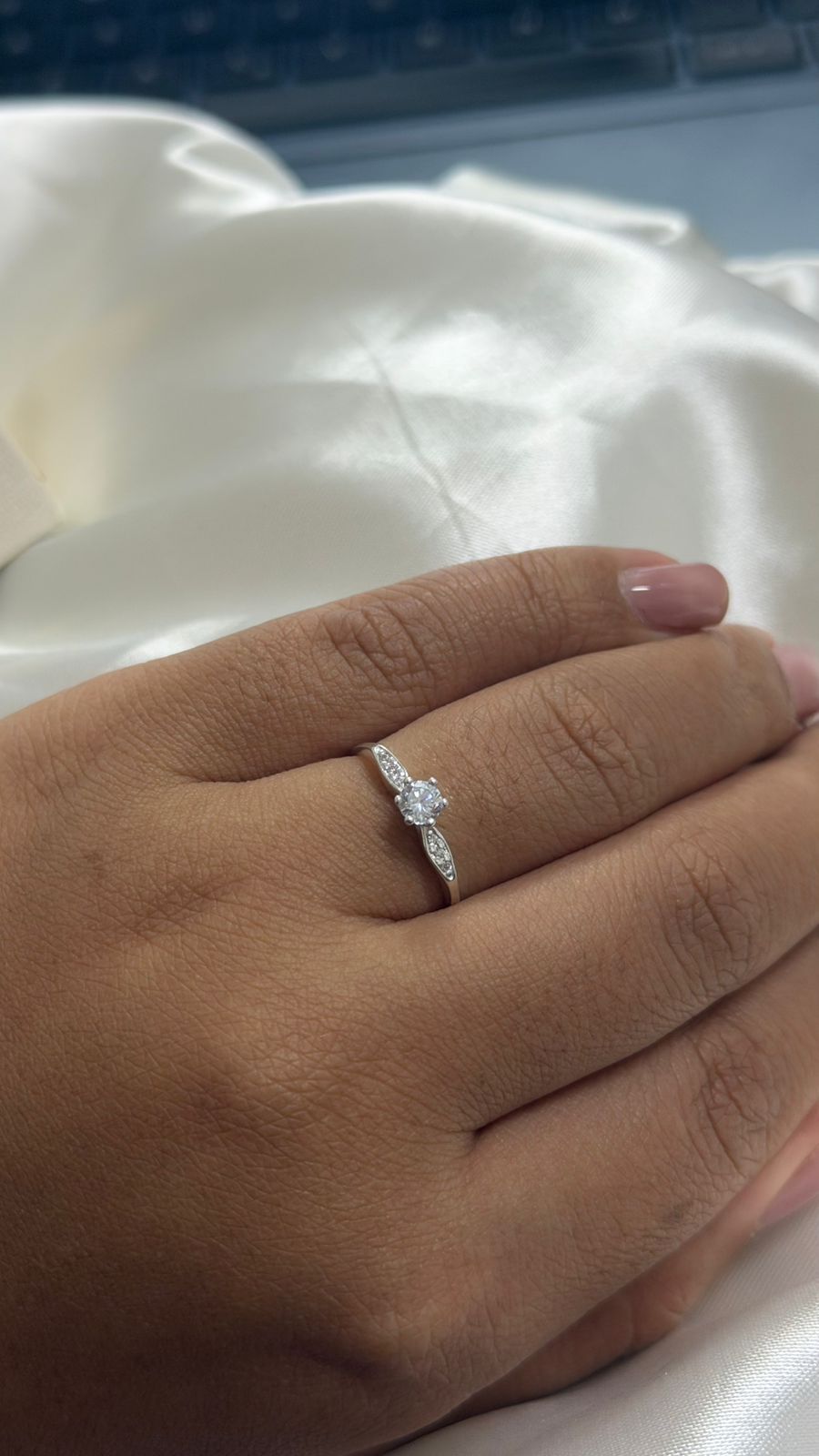 Anel Solitário Flora - Prata